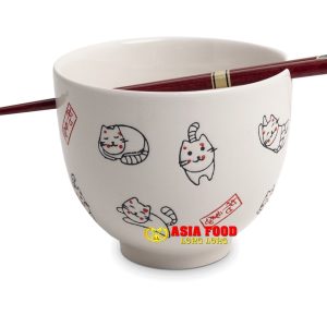 Sobaschüssel Ø13 cm/ H10 cm(Happy Cat mit Stäbchen)/