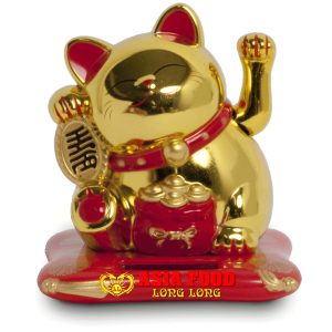 Glückskatze mit SOLAR- GOLD 6,5x7x7,5 cm / China -