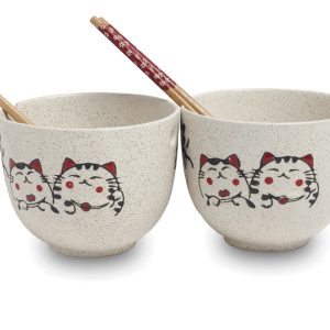 Sobaschüsselsatz Grau mit Katze  Ø 13 cm | H10 cm / China -