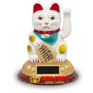 Glückskatze mit SOLAR- Weiß Ø8 cm | H12 cm / China -